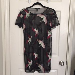 Black sheer crane dress